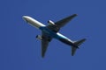 Amazon Air cargo plane descending for landing at JFK International Airport in New York