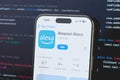Amazon Alexa on iphone screen Royalty Free Stock Photo