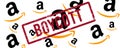 Amazon Boycott concept with logo and red sign - banner design
