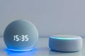 Voice controlled speaker with activated voice recognition, on light background