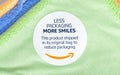 Amazon eco packaging more smiles packaging waste reduction campaign, big company environmental care, ecology product label detail