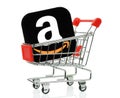 Amazon icon placed into shopping cart