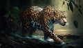 amazon jaguar digital art illustration, Generative AI