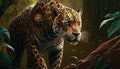 amazon jaguar digital art illustration, Generative AI