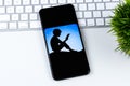 Amazon Kindle app logo on a smartphone screen Royalty Free Stock Photo
