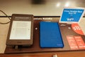 An Amazon Kindle Paperwhite device on sale at an Amazon Book Store