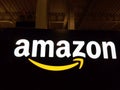 Amazon logo on black shiny wall in Honolulu Best Buy store Royalty Free Stock Photo