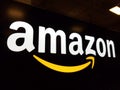 Amazon logo on black shiny wall in Honolulu Royalty Free Stock Photo