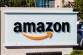 Amazon logo displayed at the Company`s HQ Royalty Free Stock Photo