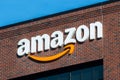 Amazon logo on the facade of one of their office buildings Royalty Free Stock Photo