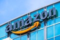 Amazon logo on the facade of one of their office buildings Royalty Free Stock Photo