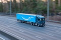 Amazon lorry in motion on the motorway Royalty Free Stock Photo