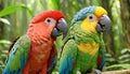 Amazon parrot jungle colorful bird pair Royalty Free Stock Photo