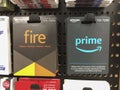 Amazon Prime and Amazon Fire gift cards Royalty Free Stock Photo