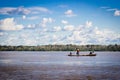 Amazon river boat with blue sky and clouds Royalty Free Stock Photo