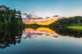 Amazon River Rainforest Sunset Royalty Free Stock Photo