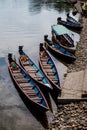 Amazon river with small colorful boats, transportation in the river Royalty Free Stock Photo