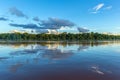 Amazon River Sunset Reflection, Iquitos, Peru Royalty Free Stock Photo