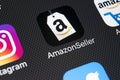 Amazon Seller application icon on Apple iPhone X screen close-up. Google AmazonSeller app icon. Google Amazon Seller application. Royalty Free Stock Photo