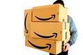 AMAZON Shipping Cardboard Boxes Royalty Free Stock Photo