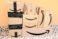 AMAZON Shipping Cardboard Boxes Royalty Free Stock Photo