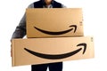 AMAZON Shipping Cardboard Boxes Royalty Free Stock Photo