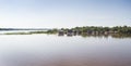 Amazonas landscape. Typical indian tribes settlement in Amazon