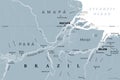Amazon Delta, Amazonas, gray political map Royalty Free Stock Photo