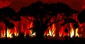 Amazonia rainforest Jungle in Brazil is burning - fire Deforestation Seamless Vector