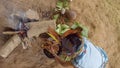 Amazonian indigenous chief cooking ayahuasca