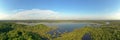 Amazonian national reserve Cuyabeno in Ecuador, wetland with lakes and ponds, river with piranas, dolphins, caymans, snakes and