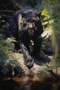 Amazonian Shadows: The Majestic Journey of a Big Black Panther i