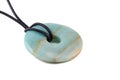 Amazonite donut on leather string