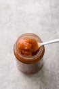 Ambarella or june plum jam in a jar, closeup Royalty Free Stock Photo