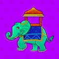 Illustration of desi indian art style indian ambari elephant.