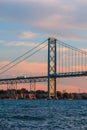 The Ambassador Bridge, connects the U.S. and Canada. It is the busiest international border crossing in North America