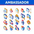 Ambassador Creative Isometric Icons Set Vector