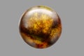 An amber ball isolated on a gray background