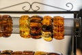 Amber bracelets on a special shelf