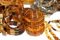 Amber bracelets on white