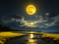 Amber Celestial Charm: Enchanting Yellow Lunar Illumination