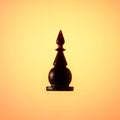 Amber chess set. Chess piece Black Bishop on gold gradient background. Royalty Free Stock Photo