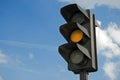 Amber color on the traffic light Royalty Free Stock Photo