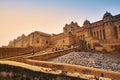 Amber Fort or Amer Fort in Jaipur, India. Mughal architecture medieval fort made of yellow sandstone