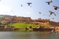 Amber Fort with the doves in Jaipur Royalty Free Stock Photo