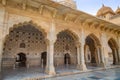 Amer Fort ancient medieval architecture artwork at Jaipur, Rajasthan, India Royalty Free Stock Photo