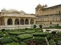Gardens in an inner courtyard of the Amber fort in Jaipur, India Royalty Free Stock Photo