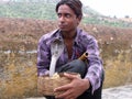 A man shows his cobra snake near Amber fort in Jaipur, India