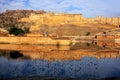 Amber Fort reflected in Maota Lake near Jaipur, Rajasthan, India Royalty Free Stock Photo