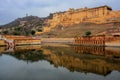 Amber Fort reflected in Maota Lake near Jaipur, Rajasthan, India Royalty Free Stock Photo